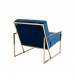 Carman Arm Chair Velvet Upholstery Blue Colour Wooden Frame High Density Foam Metal Base with Gold Paint