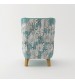 Designer Fabric High Back Rose Arm Chair Printing on Back with Wooden Leg