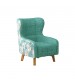 Designer Fabric High Back Rose Arm Chair Printing on Back with Wooden Leg