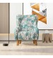 Designer Fabric High Back Rose Arm Chair Printing on Seat with Wooden Leg