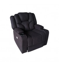 Arnold Adjustable Rhino Fabric Black Recliner Sofa 1R
