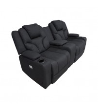 Arnold Adjustable Rhino Fabric Black Recliner Sofa 2R