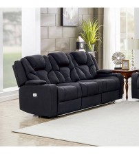Arnold Adjustable Rhino Fabric Black Recliner Sofa 3R