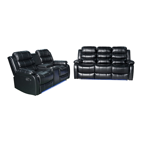 Chelsea 3R+2R Seater Finest Leatherette Recliner Feature Console LED Light Ultra Cushioned
