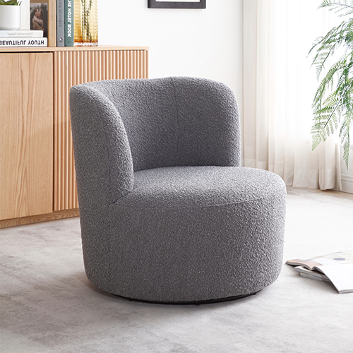 Como Arm Chair Fabric Upholstery Dark Grey Colour Wooden Structure High Density Foam Rotating Metal Chassis