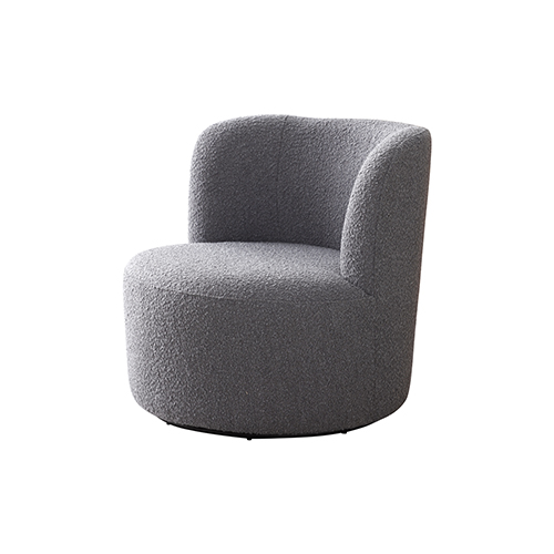Como Arm Chair Fabric Upholstery Dark Grey Colour Wooden Structure High Density Foam Rotating Metal Chassis