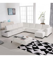 Diva 6 Seater Bonded Leather Sectional Corner Sofa with Solid Wood Legs