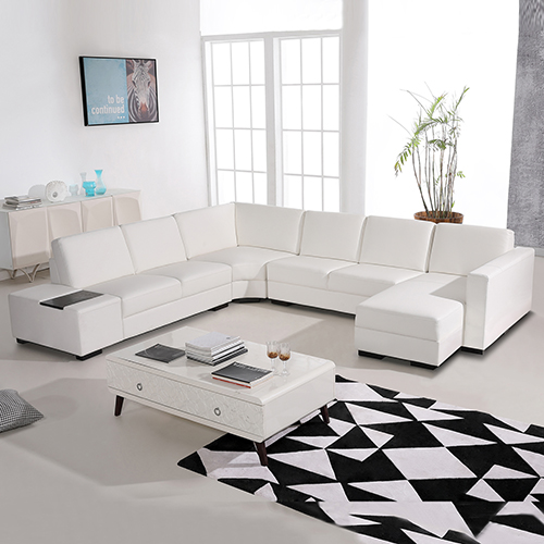 Diva 6 Seater Bonded Leather Sofa with Solid Wood Legs