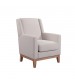 Emily Arm Chair Upholstered Fabric with Wooden Legs in Beige Colour