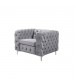 Jacques 1 Seater Sofa Button Tufted in Velvet Fabric in Black/Grey Colour