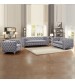Jacques 3+2+1 Seater Sofa Button Tufted Velvet Fabric with Metal Legs in Black/ Grey 