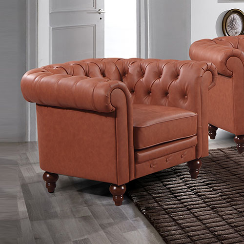 Madeline 1S Brown Colour Premium PU Leather Sofa