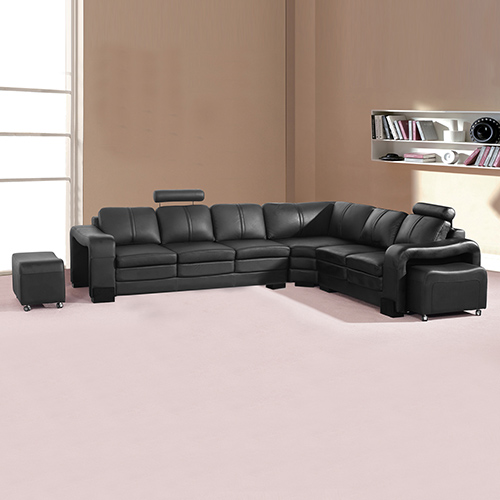 Majestic Black 6 Seater Corner Sofa 