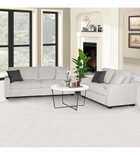 Milano 3+2 Seater Grey Sofa Set Polyester Fabric Multilayer Two Pillows Attached Individual Pocket Spring