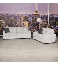 Milano 3+2 Seater Grey Sofa Set Polyester Fabric Multilayer 4 Pillows Attached Individual Pocket Spring