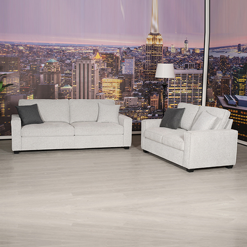 Milano 3+2 Seater Grey Sofa Set Polyester Fabric Multilayer Two Pillows Attached Individual Pocket Spring