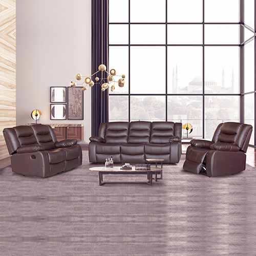 Fantasy 3+2+1 Seater Recliner Sofa Set In Faux Leather Lounge Couch in Black / Brown Colour