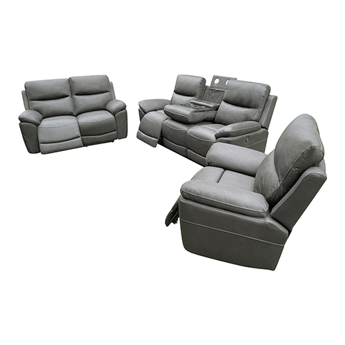 Finlay Charcoal 3R+2R+1R Finest Fabric Electric Recliner Feature Multi Positions Ultra Cushioned USB Outlets