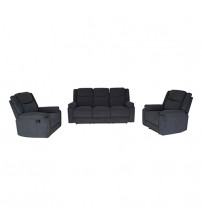 Lena 3R+1R+1R Barcelona Fabric Recliner Sofa in Charcoal Colour