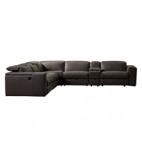 Genuine Leather 5 Seater Atlanta Corner Sofa with 2 Electric Recliners, Drink Console & Storage Drawers