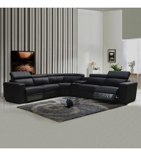 Genuine Leather 5 Seater Corner Sofa with 2 Electric Recliners and Drink Console Boston