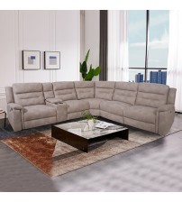 Barcelona 6 Seater Sectional with 2 Power Slide Chaise Premium Fabric