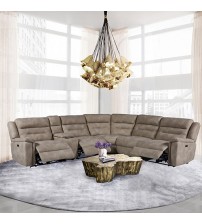 Barcelona 6 Seater Sectional with 2 Power Slide Chaise Premium Fabric