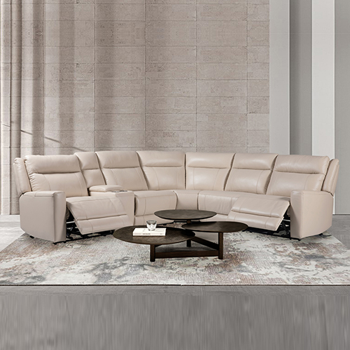 Berlin 6 Seater Sectional Leather Sofa Two Power Slide King Size Multifunctional Console
