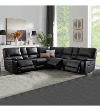 Genuine Dark Brown Leather 5 Seater Corner Sofa with 3 Electric Recliners and 2 Drink Consoles Chester 