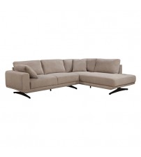 3 Seater Chaise Lounge Beige Wooden Frame Sofa Gloria 