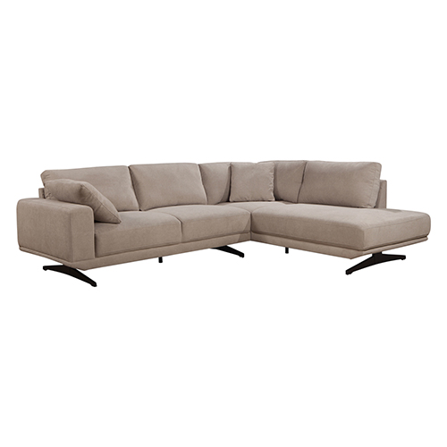 3 Seater Chaise Lounge Beige Wooden Frame Sofa Gloria 