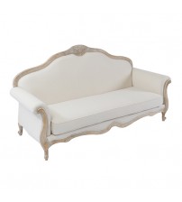 Lille 3+1+1 Seater Sofa Linen Fabric Oak Wood White Washed Finish Rolled Armrest