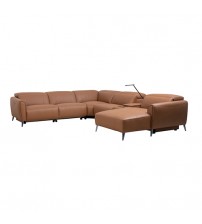 London 5 Seater Corner Sofa Chaise Premium Genuine Leather Power Slide Right Chaise Cup-Holder Charging Point 