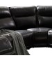 Lawson Genuine Black Leather 6 Seater Corner Sofa with 3 Electric Recliners and Drink Console