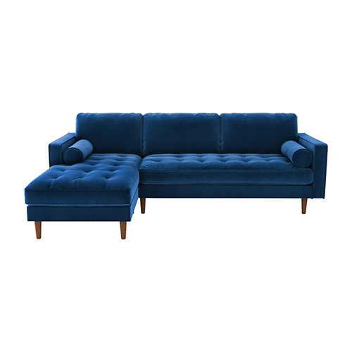 Navy Blue Oblique Legs Zara Chaise Sofa