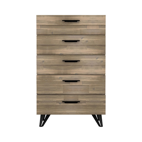 Havana 5 Drawers Tallboy In Solid Acacia Construction with Natural Wood Colour