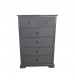Marco Tallboy with 5 Storage Drawers in Solid Wood MDF Plywood Metal Handles in Wire Brush Grey Colour