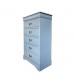 Spencer Solid Wooden Grey Colour Tallboy with 5 Drawers Metal Handles