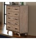 Seashore 5 Drawers Tallboy in Solid Acacia Timber with Silver Brush Colour