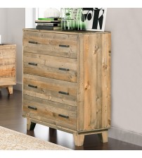 Woodland Rustic Texture 4 Drawers Tallboy In Solid Pine Timber