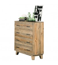 Woodland Rustic Texture 4 Drawers Tallboy In Solid Pine Timber
