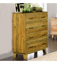 Woodstyle 4 Drawers Tallboy in Solid Timber Light Brown with Rustic Texture