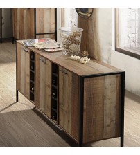Mascot Wine Cabinet With 2 Storage & Open Selves Bar Cabinet Made of Particle Board In Oak Colour