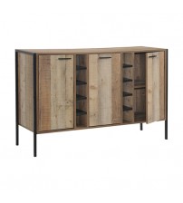 Mascot Wine Cabinet With 2 Storage & Open Selves Bar Cabinet Made of Particle Board In Oak Colour